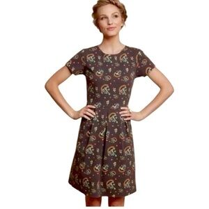 Matilda Jane Floral Fit & Flare Dress XS Brown Retro Print